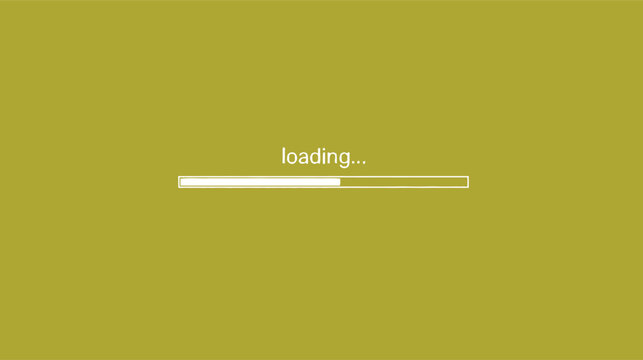 Loading screen with progress bar on yellow gradient background illustration