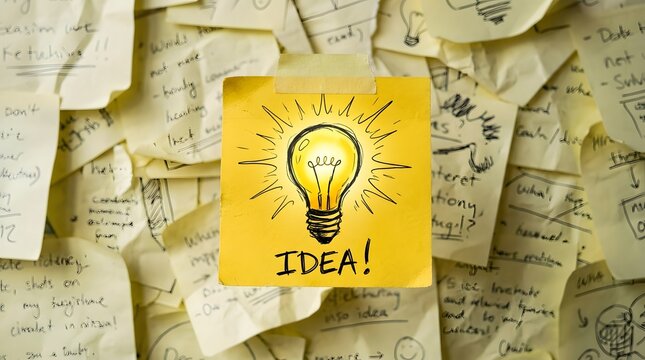 Creative idea concept on sticky note background