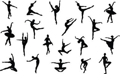 Ballet dancer silhouettes on a white background © Abdul