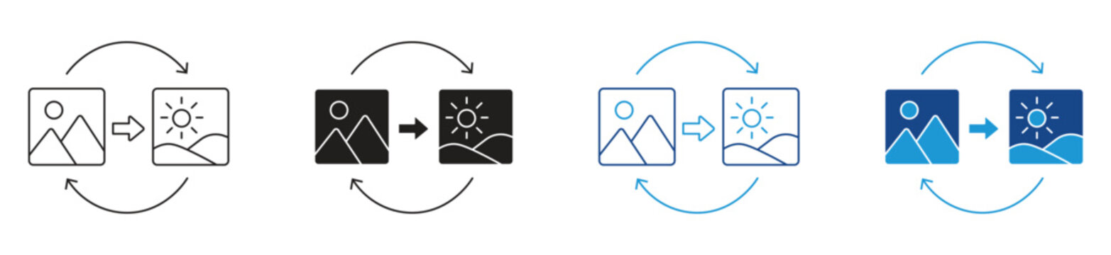 Reframing idea icon set, vector illustration.
