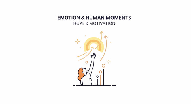 Minimalist illustration of a person reaching for the sun, symbolizing aspiration