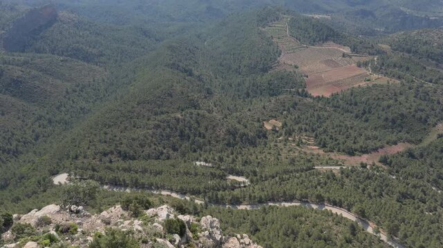 Misty Mountain Valley With Winding Hairpin Road