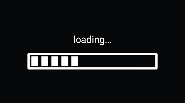 Loading icon with progress bar on blue background for website design