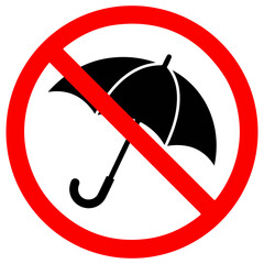 No umbrella sign, red circle with black umbrella and diagonal line © Sefat