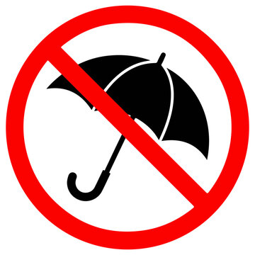 No umbrella sign, red circle with black umbrella and diagonal line