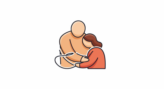 Stylized illustration of two figures embracing, showing support and comfort