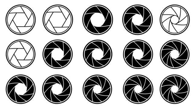 Camera aperture silhouettes, various transparency levels