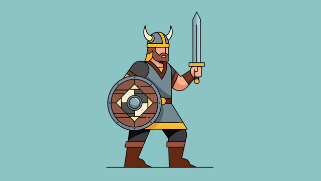 Illustration of a Viking Warrior with Sword and Shield.