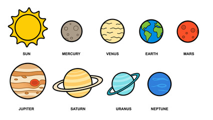 vector image of the types of planets in the solar system © db_art0