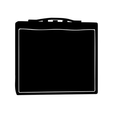 Stylized Black and White Illustration of a Classic Guitar Amplifier Silhouette