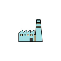 Obraz premium Industrial factory building with smokestack.
