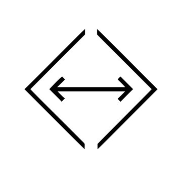 Double ended arrow inside diamond shape - Minimalist vector icon showing a double-ended arrow inside a diamond shape for direction or balance themes.