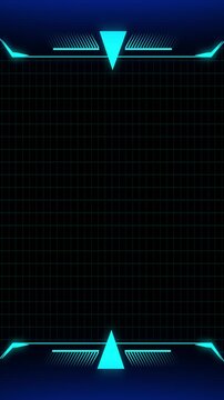 Futuristic digital screen frame with cyan glowing lines. Futuristic digital screen animation for sci-fi themes. Screen border visual for futuristic projects.