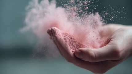 Fototapeta premium Hand Releasing Pink Powder in Motion
