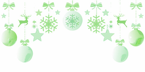 Christmas ornaments and reindeer mint green watercolor vector illustration © Indira