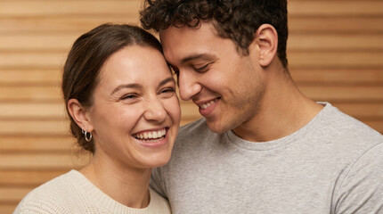 Obraz premium Connection moment human authentic joy couple share warm smile. candid natural person interaction. human relationships friendship togetherness support, joy happiness emotion lifestyle