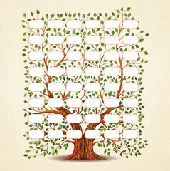 Obraz premium Family tree template for genealogy and pedigree chart in vintage retro style. Vector illustration