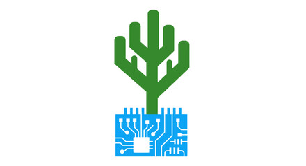 Fototapeta premium Cactus on circuit board base.