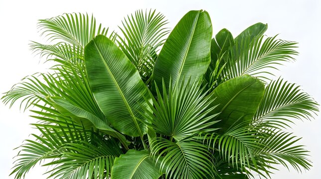 Fresh tropical palm leaves isolated on white background