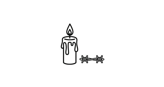 Candle and Barbed Wire Line Art Illustration
