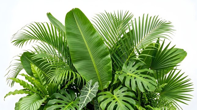 Fresh tropical palm leaves isolated on white background
