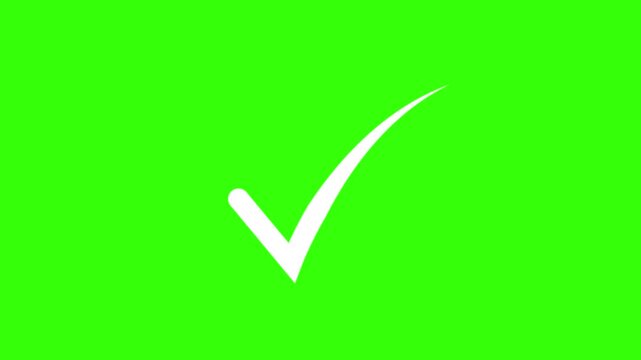 Animated flat voting icon with simple motion at alpha png background. success, correct sign. Check mark verified selection,
