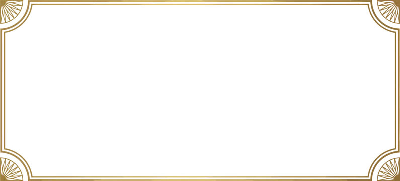 Gold Art Deco Frame, Elegant Luxury Border with Geometric Decorative Outline for Premium Design Projects