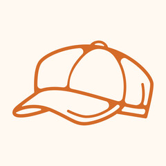 Fototapeta premium Baseball Cap Outline Illustration in Clean Line Art Style, Casual Headwear Element for Fashion Branding, Sports Apparel Graphics, Stickers and Craft Design Applications