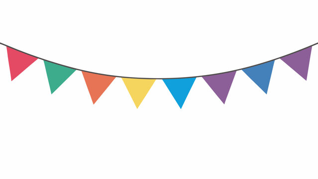 Colorful triangular flags on a string flat vector illustration