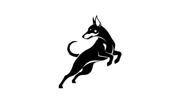 Dynamic black dog silhouette vector art for modern brand marketing, perfect for a powerful logo design on any professional background
