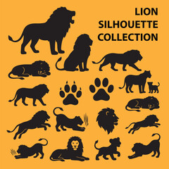 Minimalist Lion Silhouette Vector Design Elements Collection © Akbar