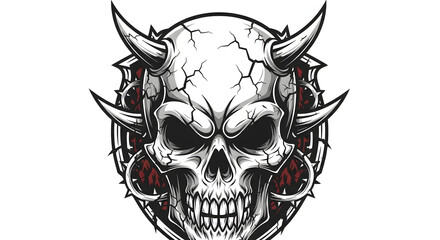 Fototapeta premium Striking vector skull with intimidating horns, perfect for powerful visual marketing background designs and custom logo development