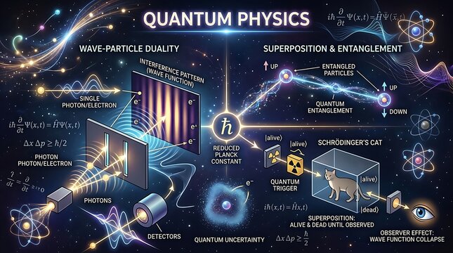 abstract technology background with quantum physics