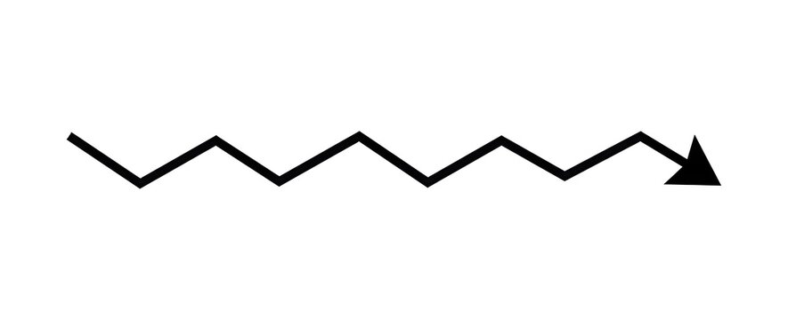 Hand-drawn black squiggly line with arrow end on white background minimalist design