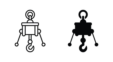 Mechanical pulley system icon collection showing lifting mechanisms gears and industrial engineering equipment vector symbols © MstMaya