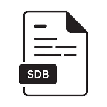 Document icon with sdb label black silhouette on white background