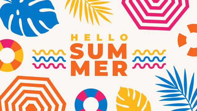 Colorful Summer Greeting Graphic Design Elements
