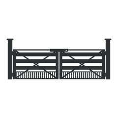 Obraz premium Illustration of a ranch gate on a white background showing a rural structure used to enter a ranch or cattle ranch.