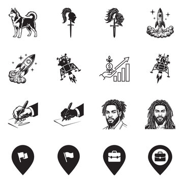 Collection of minimalist zodiac signs and astrological symbols in line art style on white background