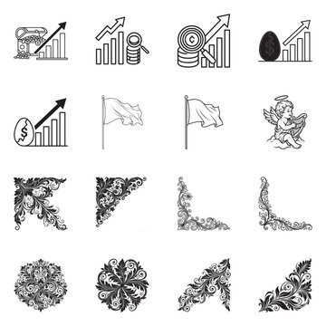 Black and white hand-drawn winter, holiday, and Christmas-themed doodles and icons in outline style on white background