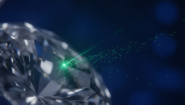 Macro of Synthetic Diamond Crystal with Green Laser Beam for Quantum Random Number Generation and Cybersecurity Encryption Technology