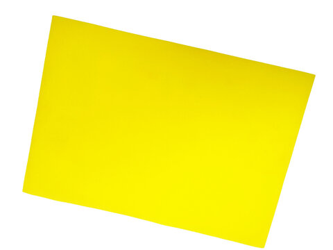 Bright yellow rectangular paper note or sticky memo isolated on transparent background