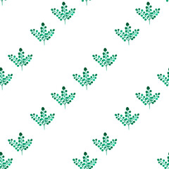Seamless pattern of green leaves, twigs, hand drawn watercolor on white background © Olena Seiryk