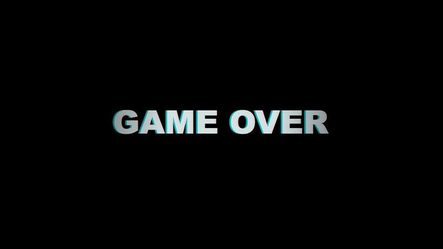 Game Over Text Animation on Black Background for Arcade Gaming Screen