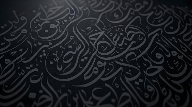Elegant Arabic Calligraphy on Dark Textured Background, Islamic Art Design. Image Made Using Generative AI