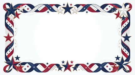 Obraz premium Patriotic Stars and Stripes Ribbon Border with Festive American Theme