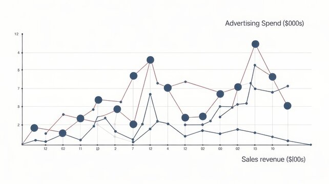Advertising Spend and Sales Revenue Performance Analytics Chart.