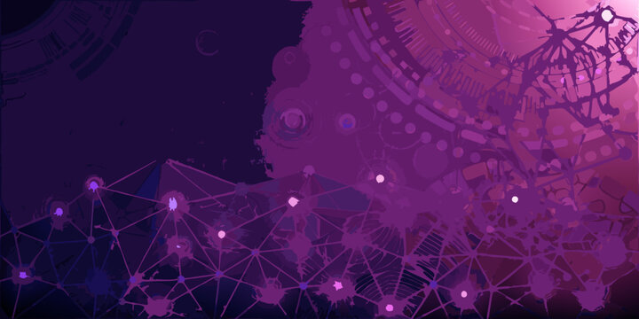 Abstract Geometric Network Pattern With Gradient Purple And Red Tones