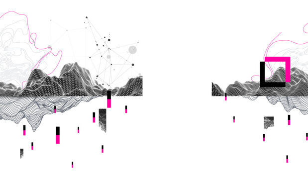 Abstract art wireframe background. Modern science or technology art elements. Surface illustration.