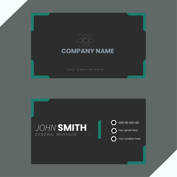 Business card template, modern design, black and green, corporate, vector